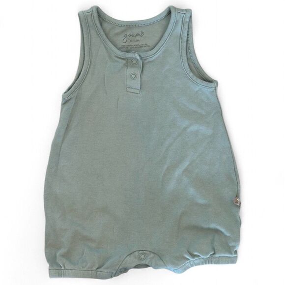 Goumi 6-12 Month Romper Bubble Sleeveless Bamboo Blue Shorty Outfit One Piece - Picture 1 of 3